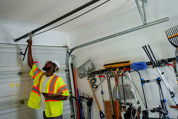 Professional Garage Door Panel Replacement technician working in Hightstown, NJ